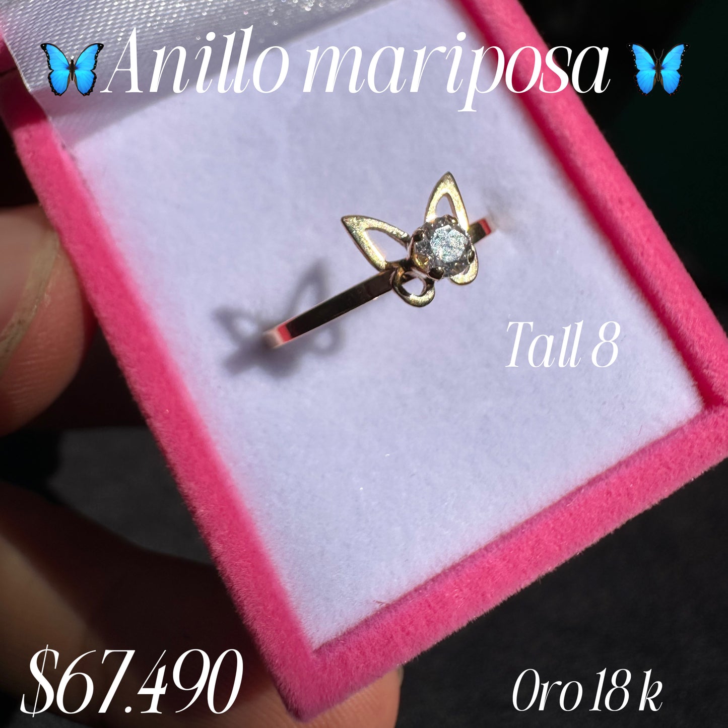 Anillo mariposa cristal blanco