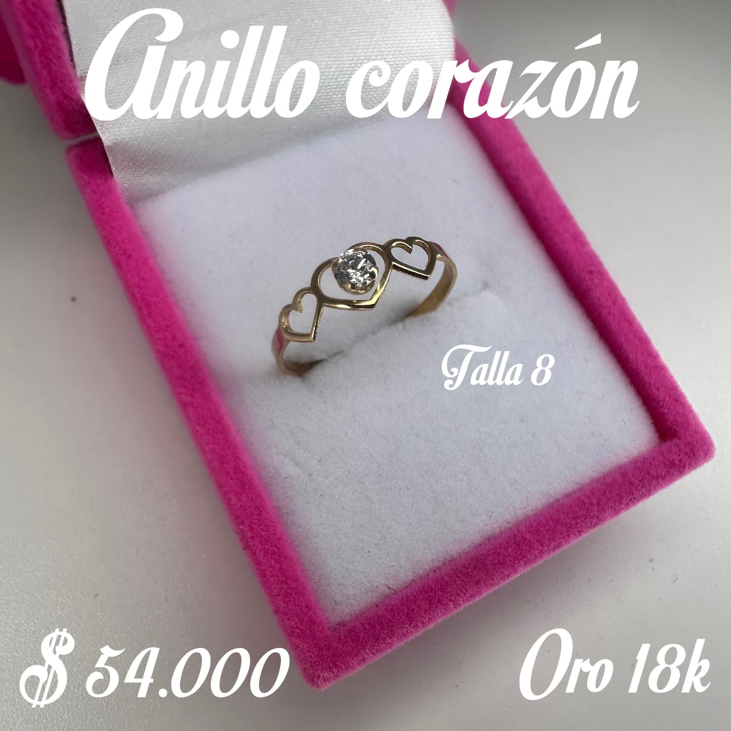 Anillo corazones cristal blanco
