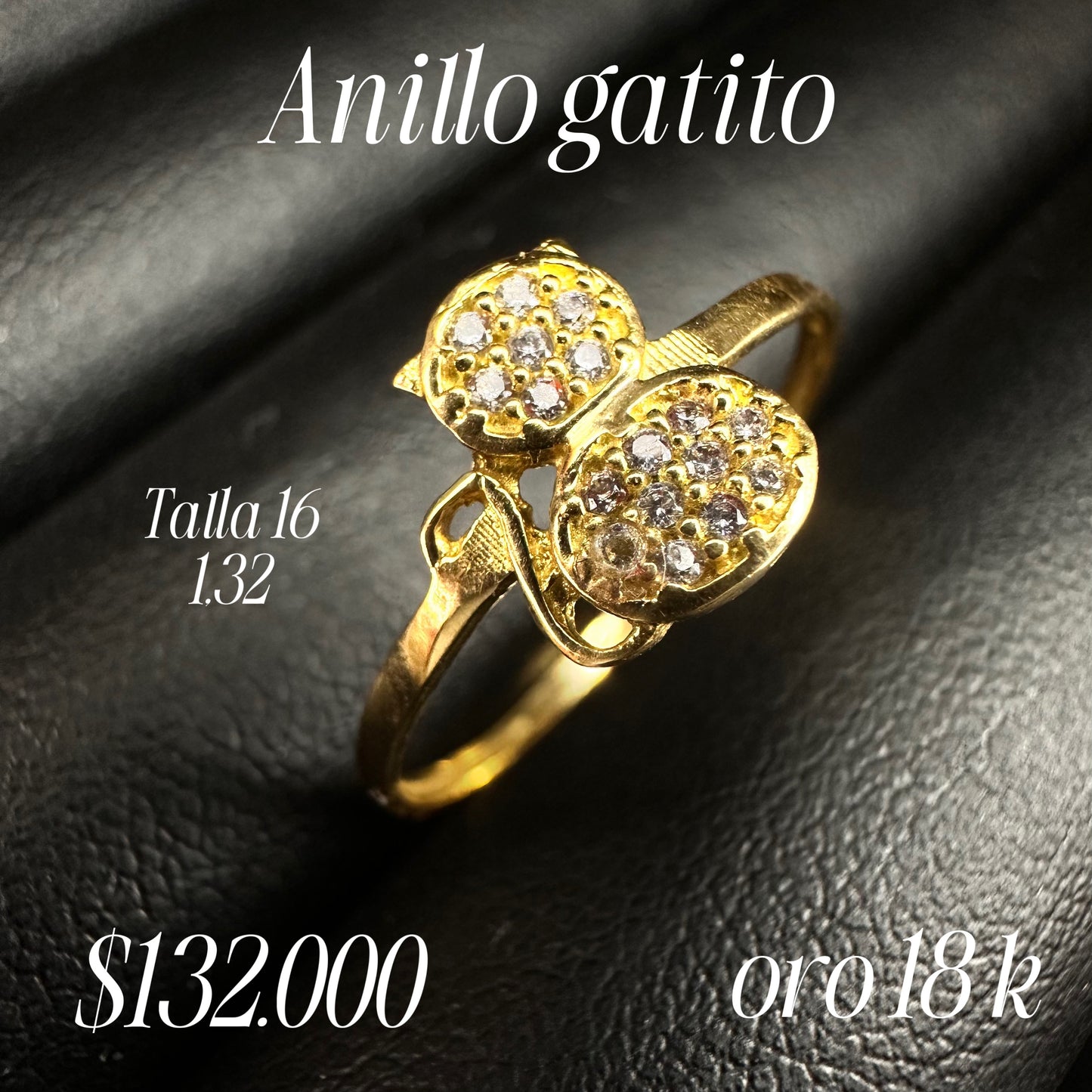 Anillo gato exclusivo oro Italy 75o